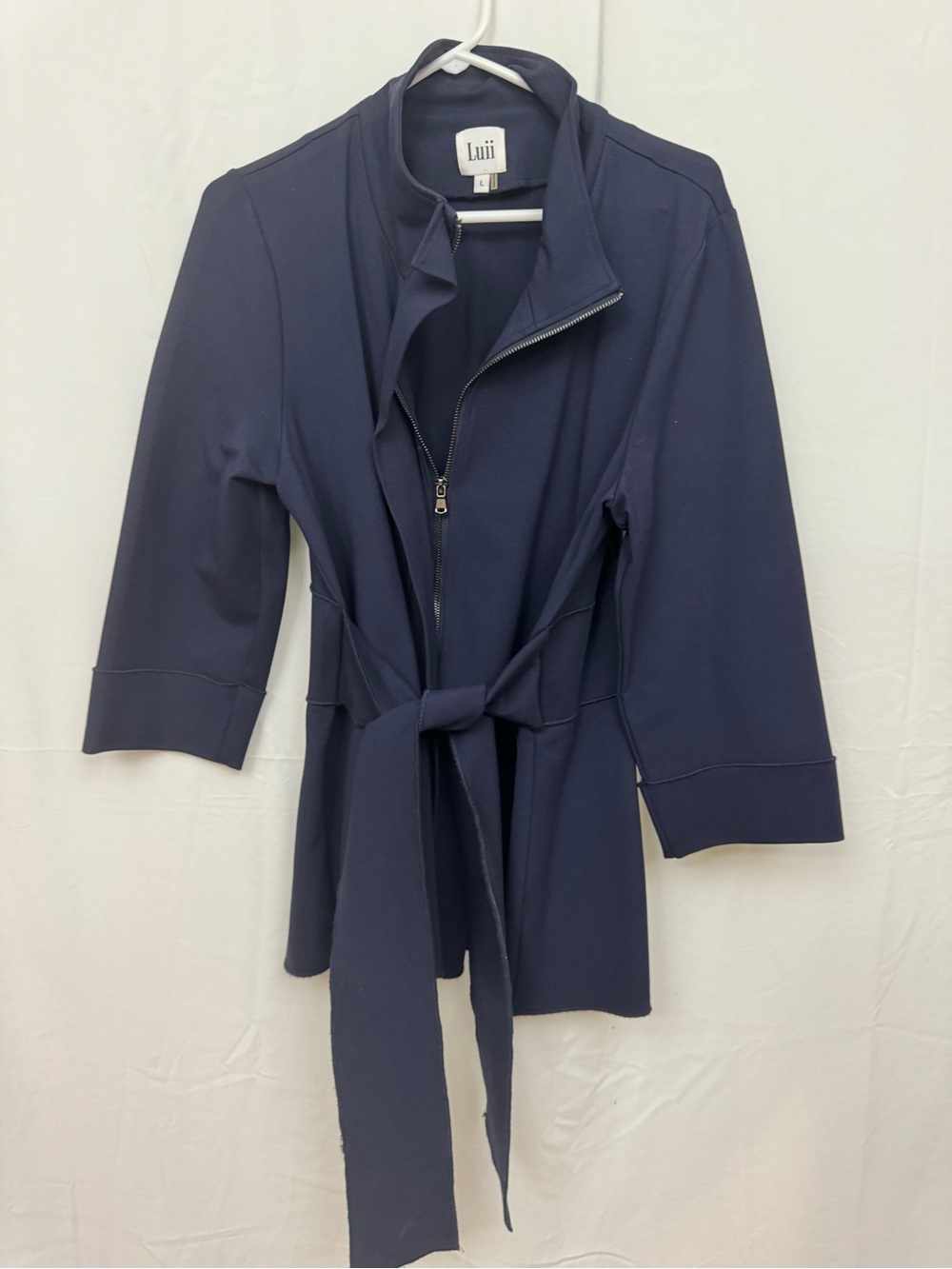 Luii Navy Belted Zip-Front Jacket